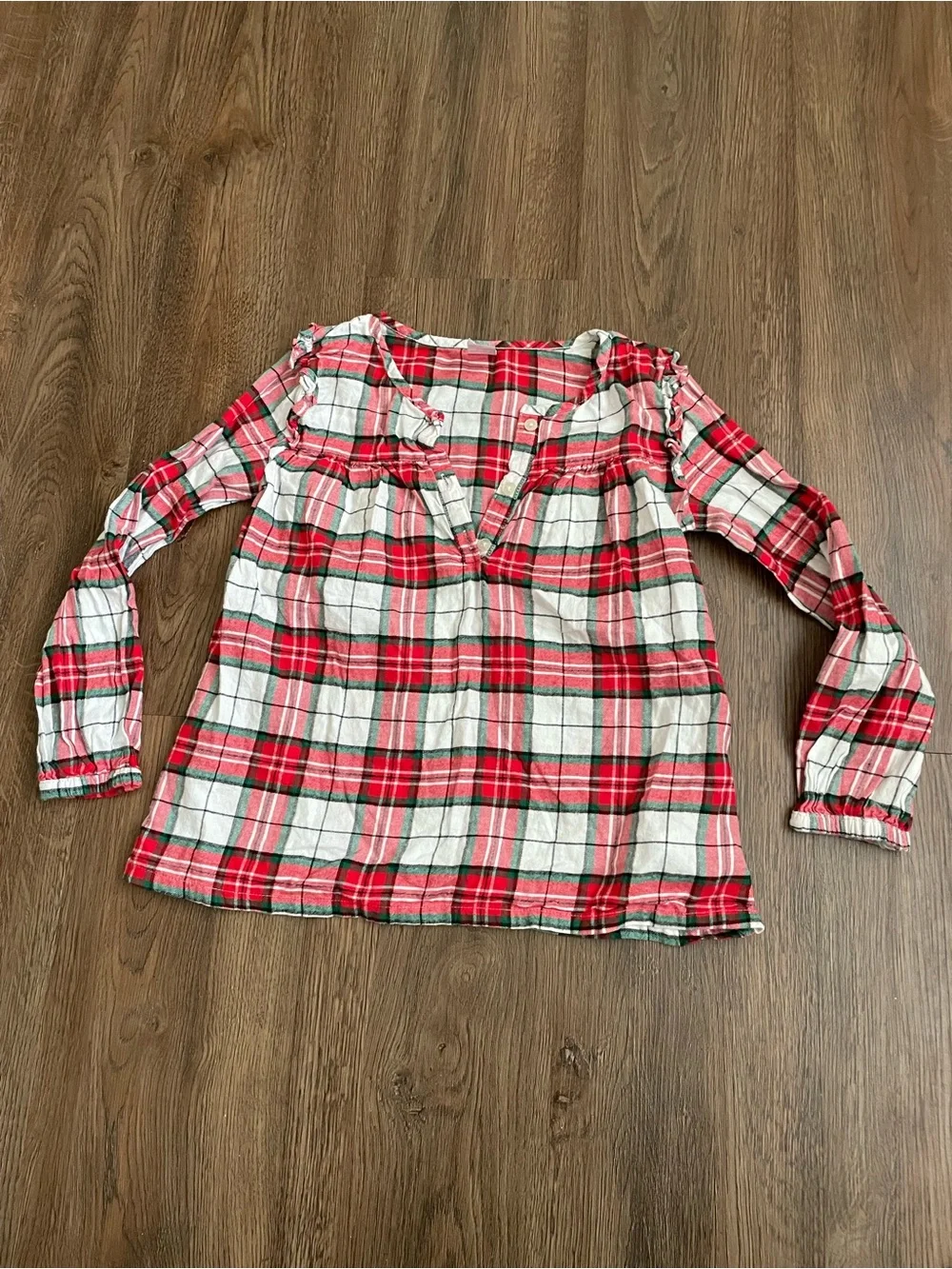 Carter's Red Green and White Plaid Ruffle Yoke Blouse Girls Size 7 Christmas